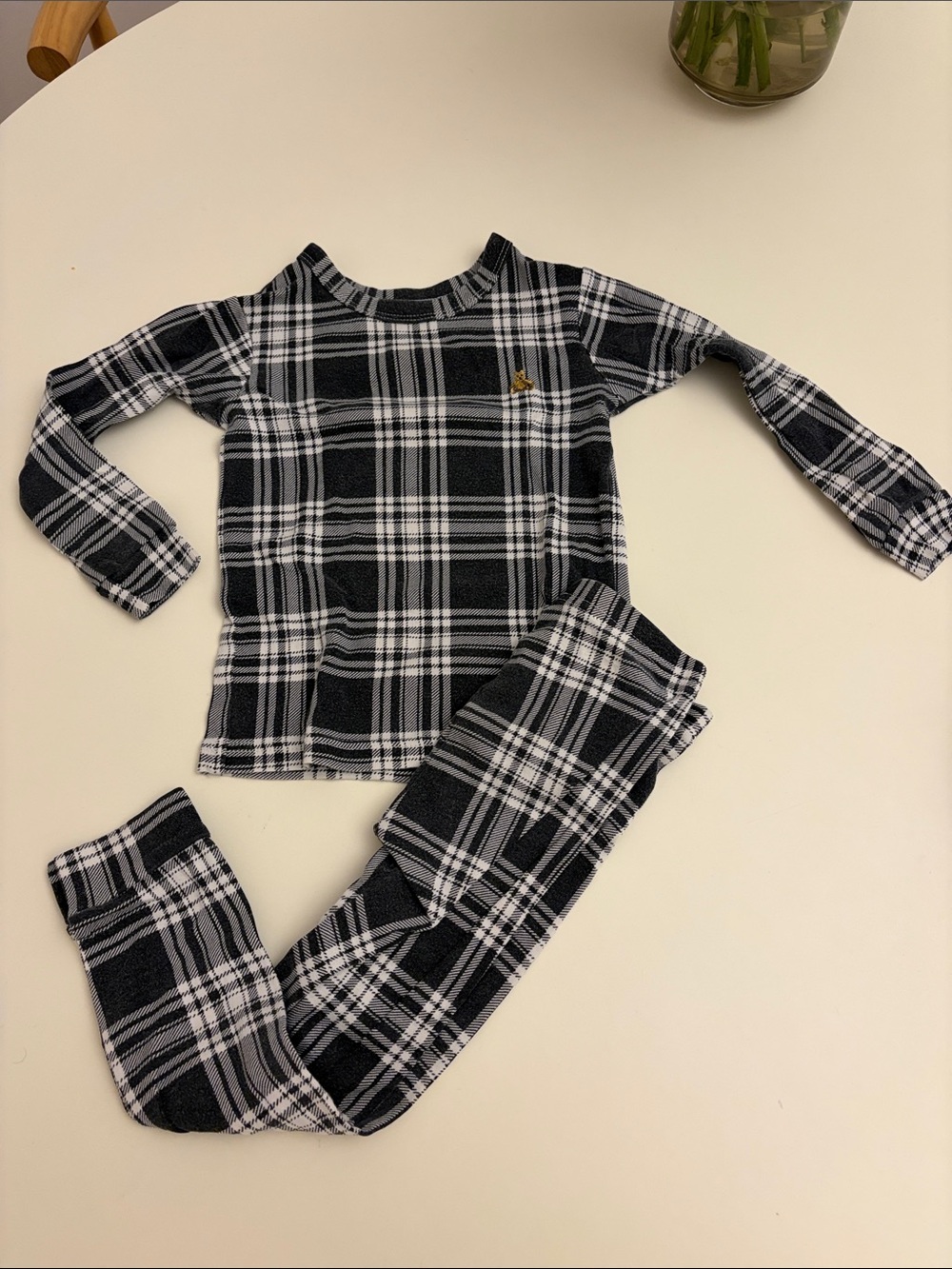 GAP Black & White Plaid Kids Pajama Set